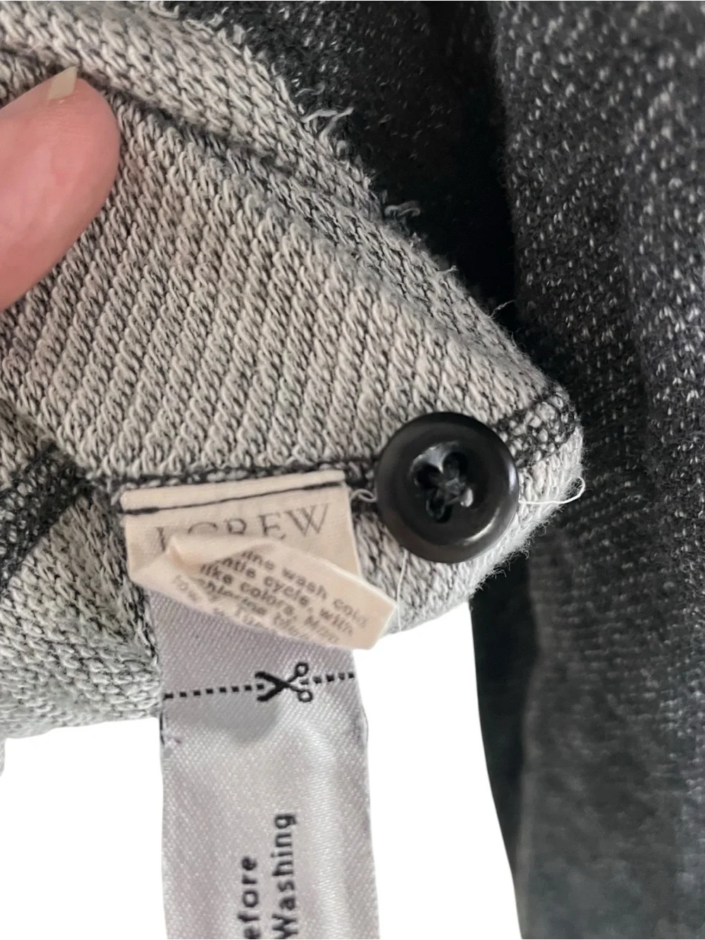 J Crew Authentic Vintage Fleece Heather Grey Long Sleeve Henley Sz XL 3 Button